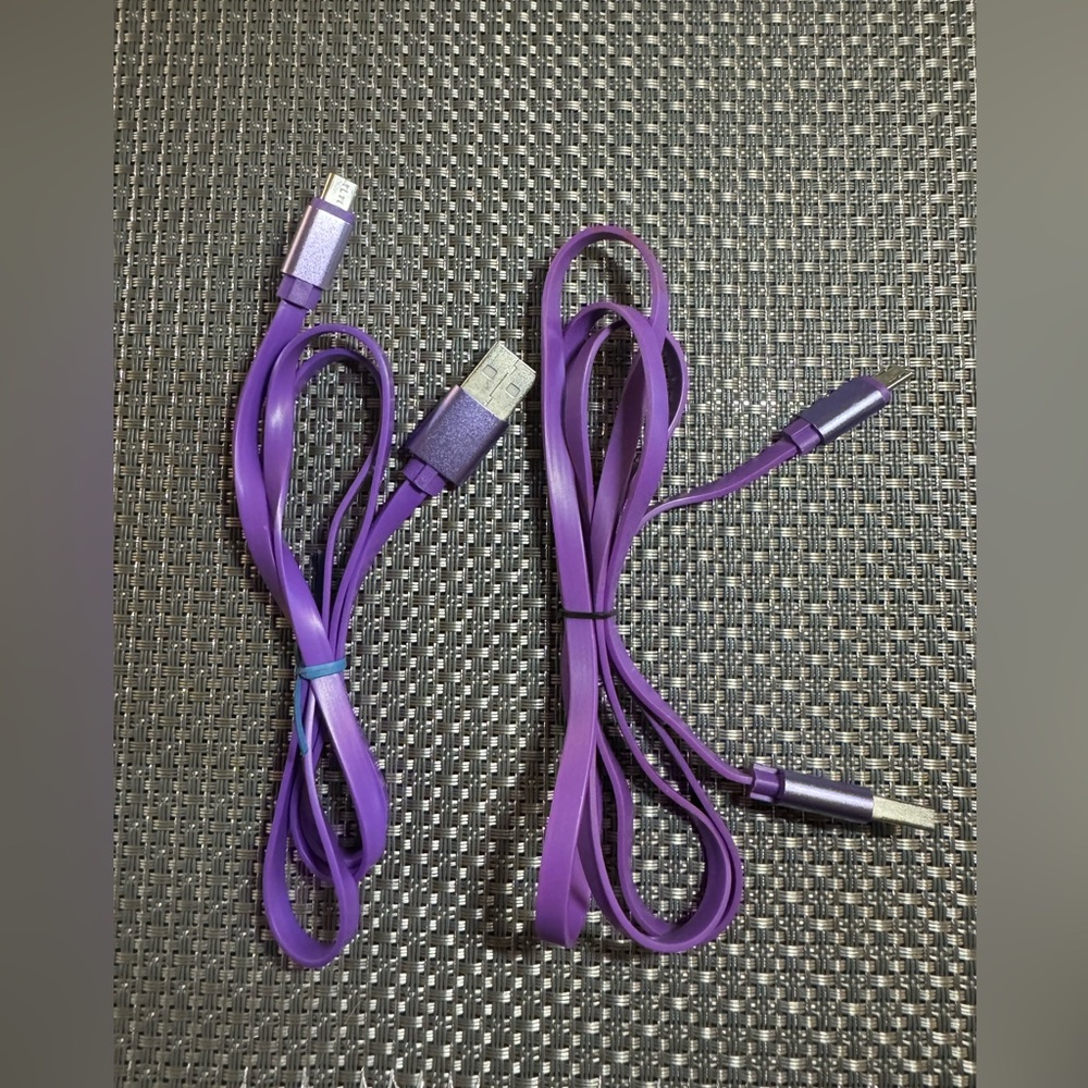 Lot Of 2 Micro USB Purple Charge Cable Cord For Samsung Android HTC LG